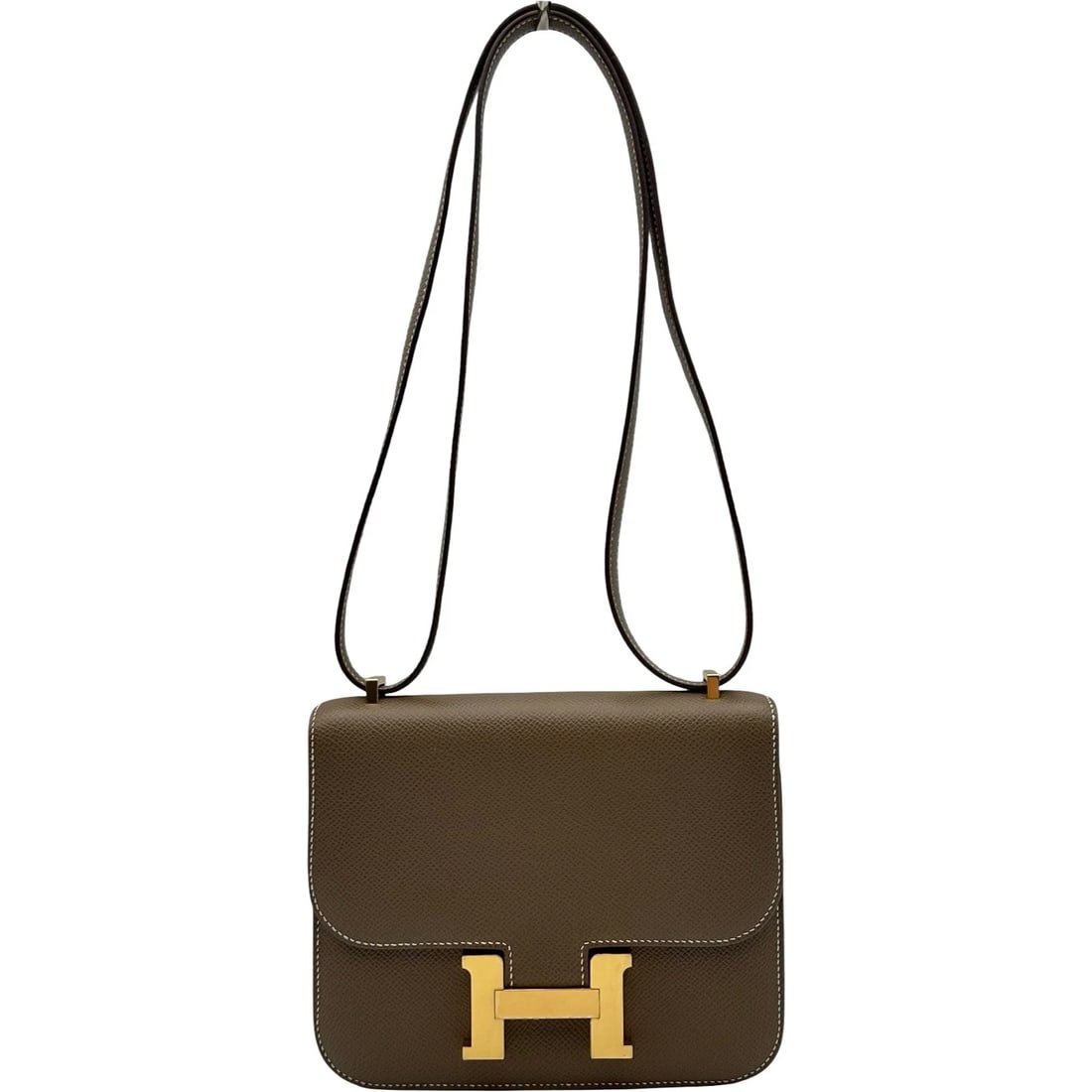 HERMES CONSTANCE MINI SHOULDER BAG: HERMES Constance Mini Shoulder Bag Brand: HERMES Type/Style: Shoulder Bag Material: Epsom Color: Etup Gold Hardware Size: W7.3 x H6.1 x D1.0inch Accessories: None Accessories Notice: When