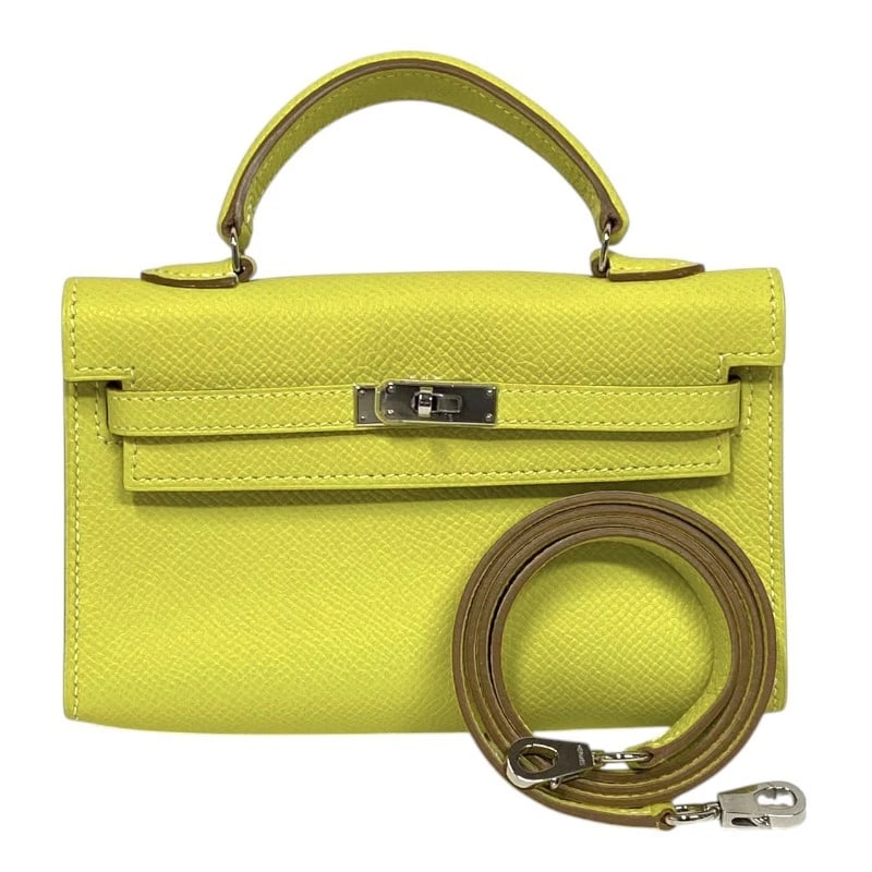 HERMES TINY KELLY HANDBAG: HERMES tiny kelly Handbag Brand: HERMES Type/Style: Handbag Material: Epsom Color: Lime SilverHardware Size: W5.7 x H3.5 x D1.4inch Accessories: None Accessories Notice: When purchasing pr