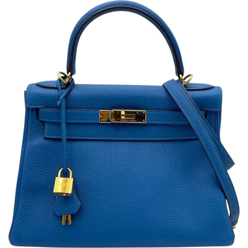 HERMES KELLY 28 INTERNAL SEWING SHOULDER BAG: HERMES Kelly 28 internal sewing Shoulder Bag Brand: HERMES Type/Style: Shoulder Bag Material: Togo Color: Blue jellyfish Size: W11.0 x H8.3 x D3.9inch Accessories: None Accessories Notice: