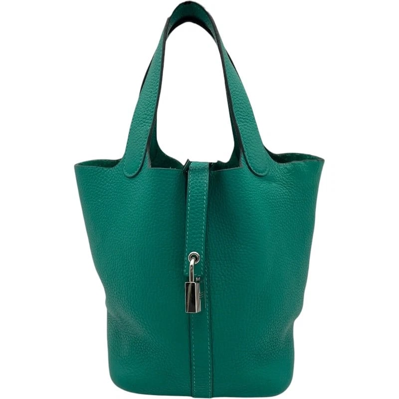 HERMES PICOTAN LOCK PM HANDBAG: HERMES Picotan Lock PM Handbag Brand: HERMES Type/Style: Handbag Material: Taurillon Clemence Color: Vertigo SVHardware Size: W5.1 x H7.1 x D7.1inch Accessories: None Accessories Notice: W