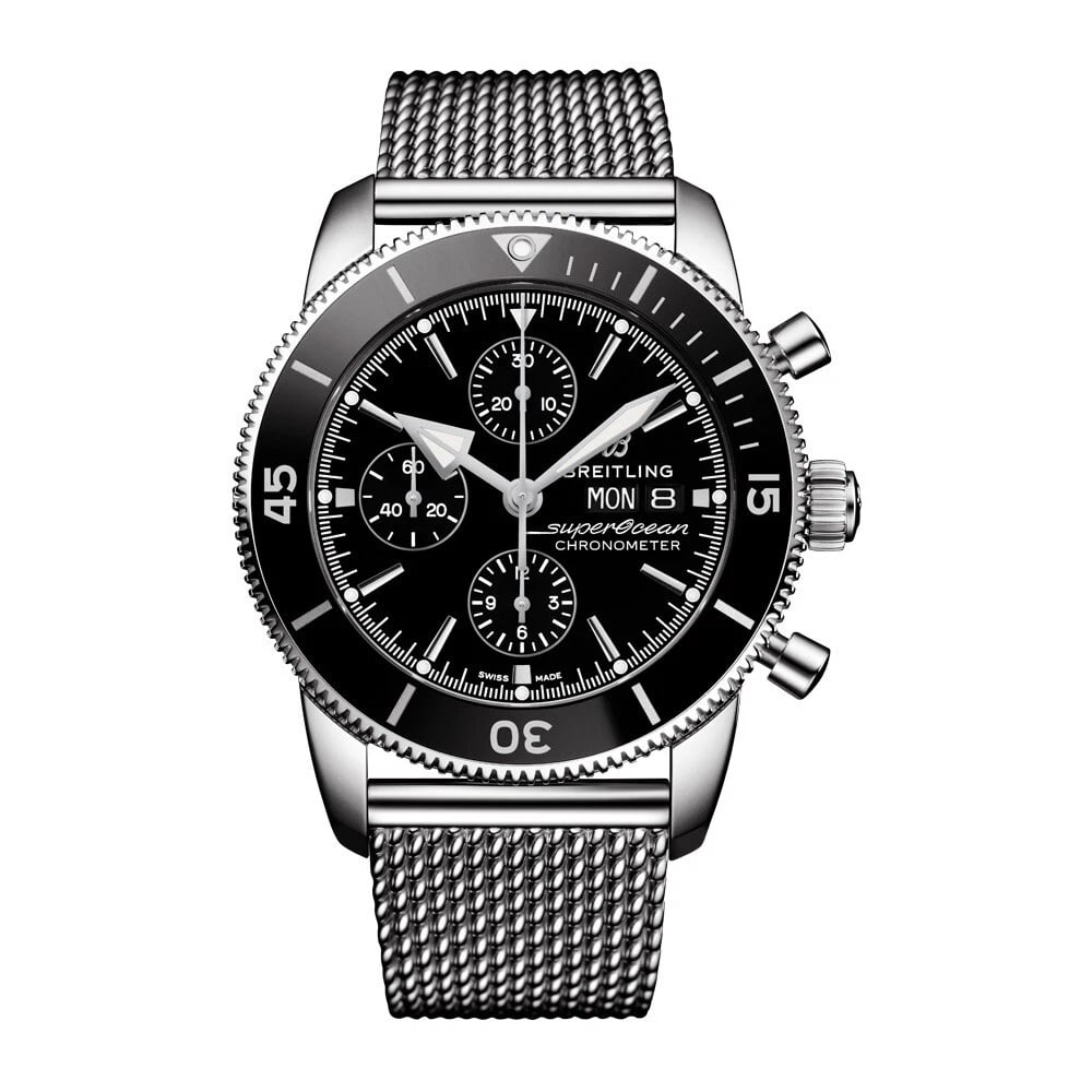 BREITLING SUPEROCEAN HERITAGE CHRONOGRAPH WATCH: Breitling Superocean Heritage Chronograph Watch Brand: Breitling Type/Style: Wristwatch Material: Material (main) Stainless steel Color: Case Color Color Black Size: Case size 44.0mm Accessories:
