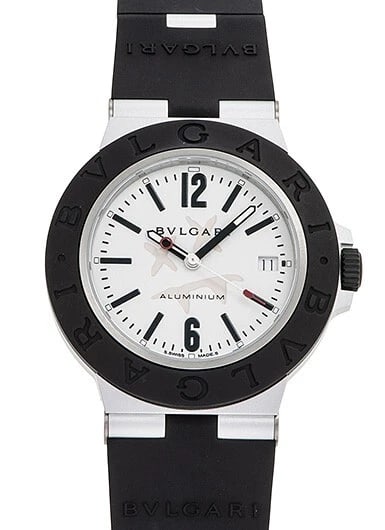 BULGARI ALUMINIUM SILVER WATCH: Bulgari Aluminium Silver Watch Brand: Bvlgari Type/Style: Wristwatch Material: Material AL x Rubber Color: Case Color Silver Size: Case diameter 40mm Accessories: None Accessories Notice: