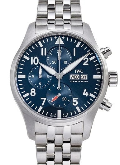 IWC PILOT'S WATCH CHRONOGRAPH WATCH: IWC Pilot's Watch Chronograph Watch Brand: IWC Type/Style: Wristwatch Material: MaterialSS Color: Case Color Dial Color Blue Size: Case diameter 43mm Accessories: None Accessories Notice: When