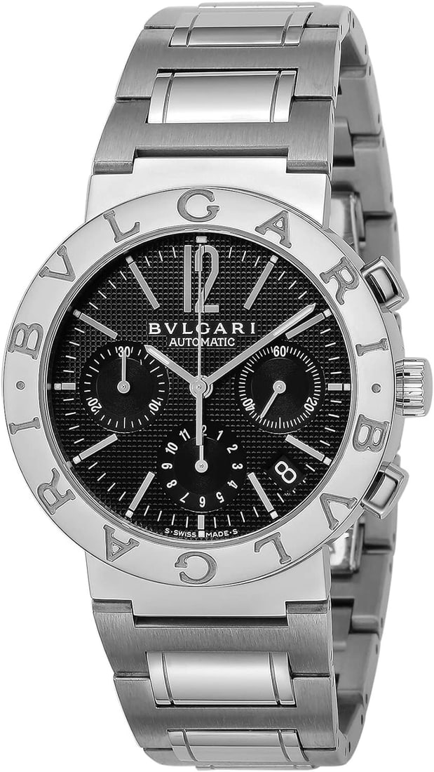 BVLGARI BVLGARI CHRONOGRAPH WATCH: Bvlgari Bvlgari Chronograph Watch Brand: Bvlgari Type/Style: Wristwatch Material: Case Material Stainless steel Color: Case Color Dial Color Black Size: Case Diameter 38 mm Accessories: None