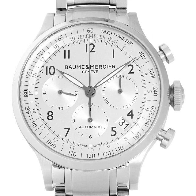 BAUME & MERCIER CAPELAND CHRONO WATCH: Baume & Mercier Capeland Chrono Watch Brand: Baume & Mercier Type/Style: Wristwatch Material: Material (Main) Stainless steel Color: Case Color Color Silver Size: Case size 42.0mm Accessories: None