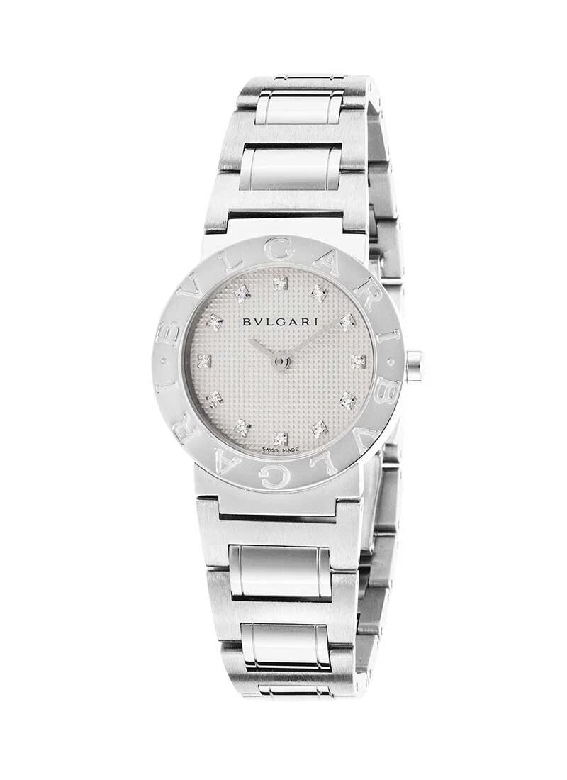 BVLGARI STAINLESS STEEL WATCH: Bvlgari Stainless Steel Watch Brand: Bvlgari Type/Style: Wristwatch Material: Case Material Stainless steel Color: Case Color Dial Color White Size: Case Diameter 26 mm Accessories: None A