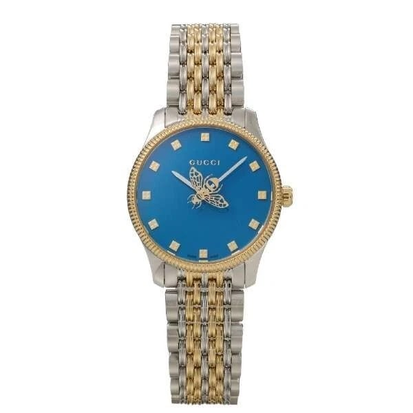 GUCCI G-TIMELESS BLUE WATCH: GUCCI G-Timeless Blue Watch Brand: Gucci Type/Style: Wristwatch Material: Case Stainless steel/Stainless steel (Yellow gold PVD) Color: Case Color none Size: [Case size] Height 29 x width 29 x thickne