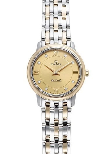 OMEGA DE VILLE PRESTIGE CHAMPAGNE WATCH: Omega De Ville Prestige Champagne Watch Brand: OMEGA Type/Style: Wristwatch Material: Material YG x SS Color: Case Color Color champagne Size: Case diameter 27.4mm Accessories: None Access