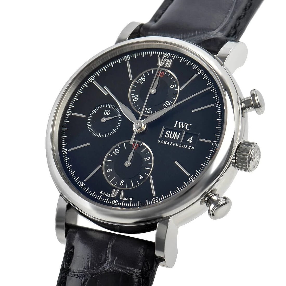 IWC PORTOFINO CHRONOGRAPH WATCH: IWC Portofino Chronograph Watch Brand: IWC Type/Style: Wristwatch Material: Stainless steel Color: Case Color Black Size: Case Size 42.0mm Accessories: None Accessories Notice: When purchasing