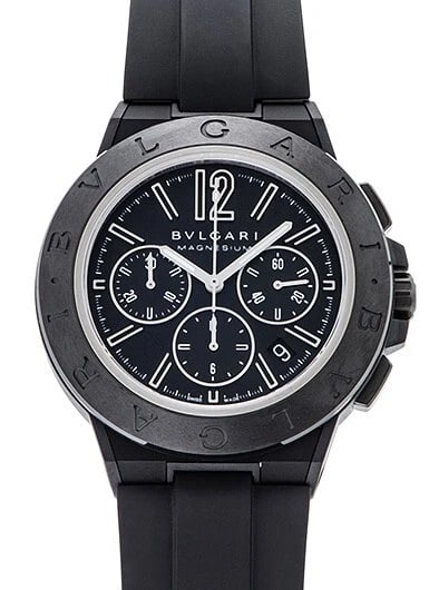 BVLGARI DIAGONO MAGNESIUM CHRONOGRAPH BLACK WATCH: Bvlgari Diagono Magnesium Chronograph Black Watch Brand: Bvlgari Type/Style: Wristwatch Material: Material CE x Magnesium Belt Rubber Color: Case Color Black Size: Case diameter 42mm Accessories: