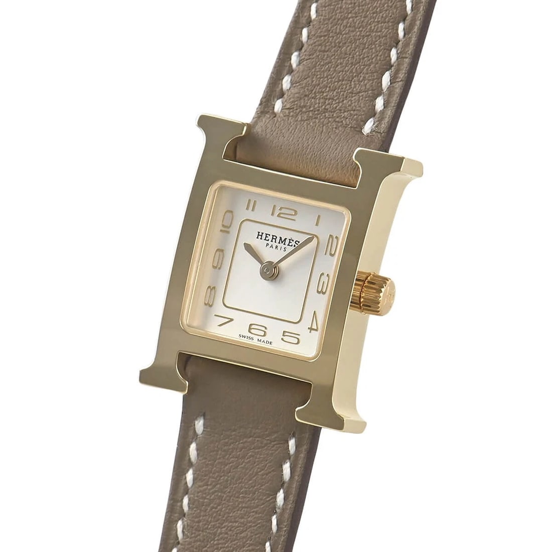 HERMES H WATCH MINI WATCH: HERMES H Watch Mini Watch Brand: HERMES Type/Style: Wristwatch Material: Case Material Plating (stainless steel) Color: Dial Color Silver Size: Case Size Case Size: 21.0 x 17.0 mm Accessories: Non