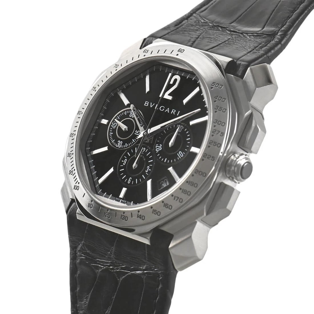 BVLGARI OCTO VELOCISSIMO CHRONO WATCH: BVLGARI Octo Velocissimo Chrono Watch Brand: BVLGARI Type/Style: Wristwatch Material: Case Material stainless Color: Dial Color black Size: Case Size Case Size: 41.8mm Accessories: None Ac