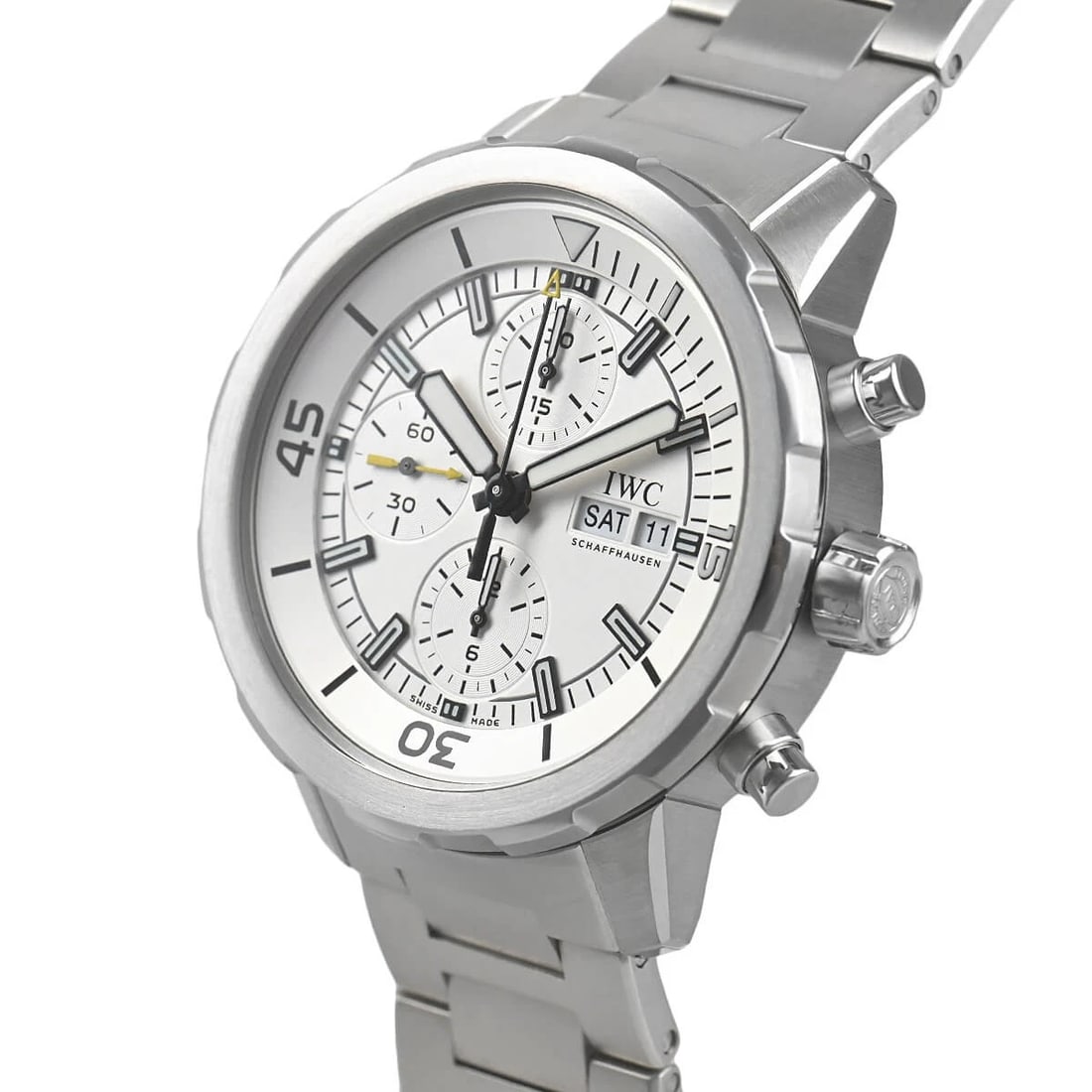 IWC AQUATIMER CHRONO WATCH: IWC Aquatimer Chrono Watch Brand: IWC Type/Style: Wristwatch Material: Case Material stainless Color: Dial Color Silver Size: Case Size Case Size: 44.0mm Accessories: None Accessories Noti