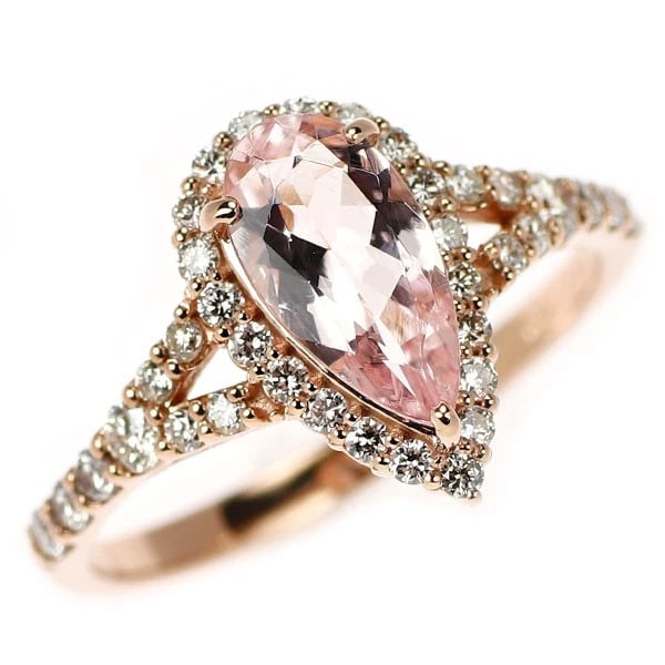 K18PG MORGANITE DIAMOND RING: K18PG Morganite Diamond Ring Brand: None Type/Style: rings Material: K18PG Color: PG Size: 5.5 - 5.75 US Accessories: None Accessories Notice: When purchasing pre-owned goods, please refer