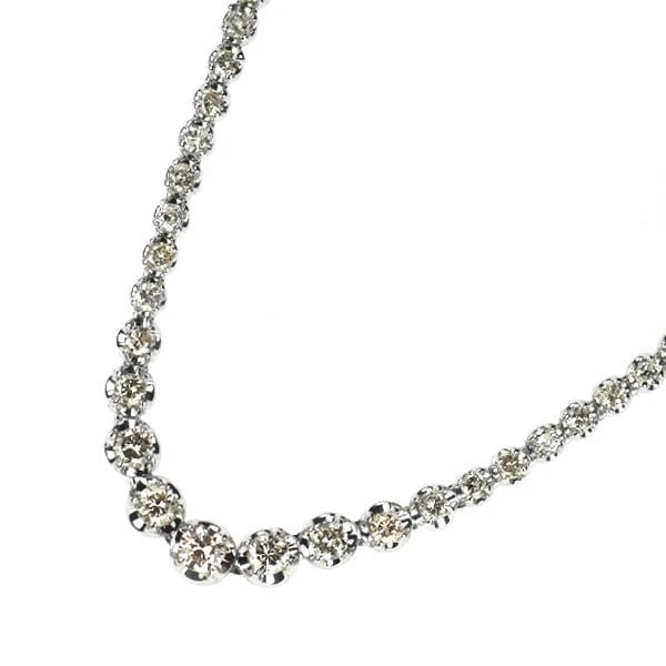 K18WG TENNIS DIAMOND NECKLACE: K18WG TENNIS DIAMOND NECKLACE Brand: None Type/Style: necklaces Material: K18WG Color: WG Size: Necklace: Chain Length 41.5 Width/Thickness3.0 Accessories: None Accessories Notice: When purchasing