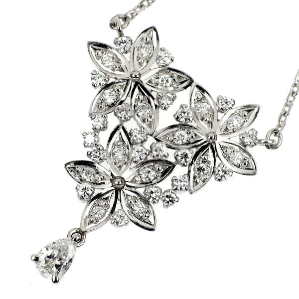 PT900 PEAR SHAPE DIAMOND PENDANT NECKLACE: Pt900 Pear Shape Diamond Pendant Necklace Brand: None Type/Style: pendant necklace Material: Pt900 Color: PT Size: Necklace: Chain Length 43 Width/Thickness24.0 Accessories: None Accessories Notice: