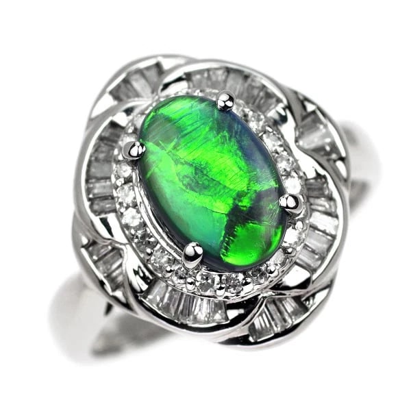 PT900 BLACK OPAL DIAMOND RING: Pt900 black opal diamond ring Brand: None Type/Style: rings Material: Pt900 Main Stone Opal Color: PT Size: 5.5 - 5.75 US Accessories: None Accessories Notice: When purchasing pre-owned goods, please