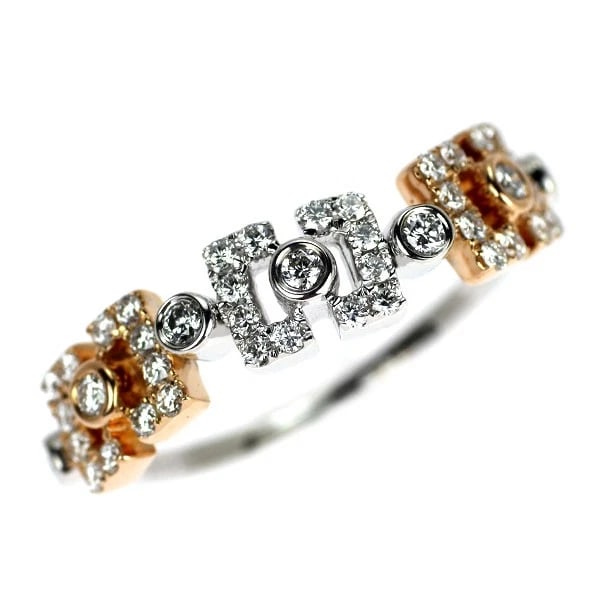 K18WG/PG DIAMOND RING: K18WG/PG diamond ring Brand: None Type/Style: rings Material: K18WG/PG Color: WG PG Size: 6.25 - 6.5 US Accessories: None Accessories Notice: When purchasing pre-owned goods, please refer to the