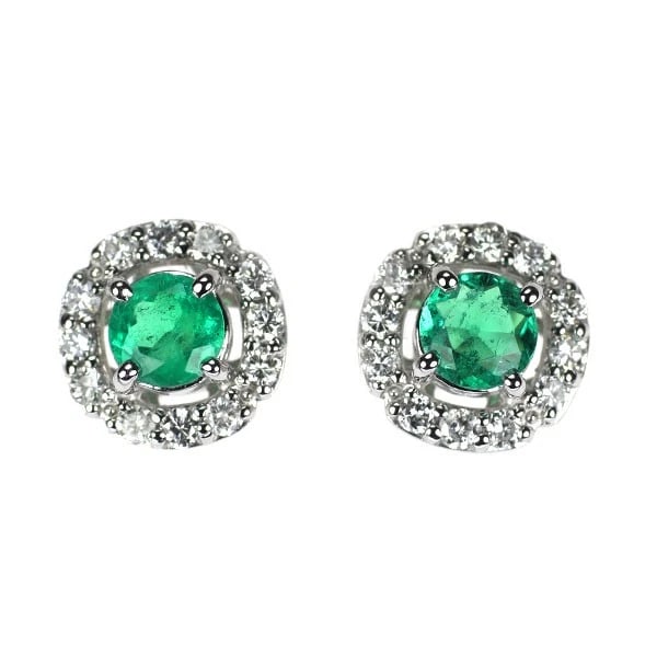 PT900 EMERALD DIAMOND EARRING (1 of 2)