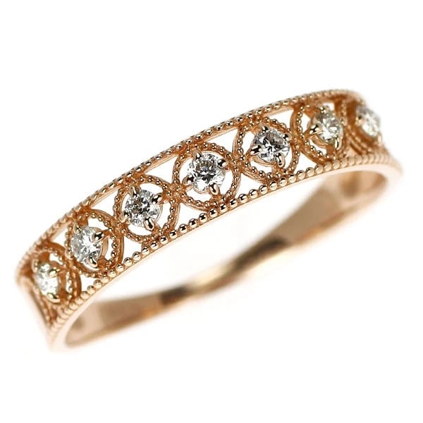 K18PG DIAMOND RING: K18PG diamond ring Brand: None Type/Style: rings Material: K18PG Color: PG Size: 6.75 - 7 US Accessories: None Accessories Notice: When purchasing pre-owned goods, please refer to the photos of the