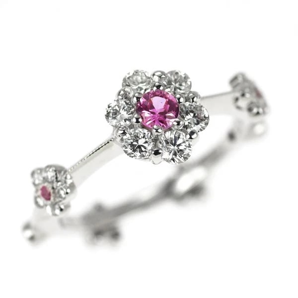 K18WG PINK SAPPHIRE DIAMOND RING: K18WG pink sapphire diamond ring Brand: None Type/Style: rings Material: K18WG Main Stone sapphires Color: WG Size: 3.25 US Accessories: None Accessories Notice: When purchasing pre-owned goods,