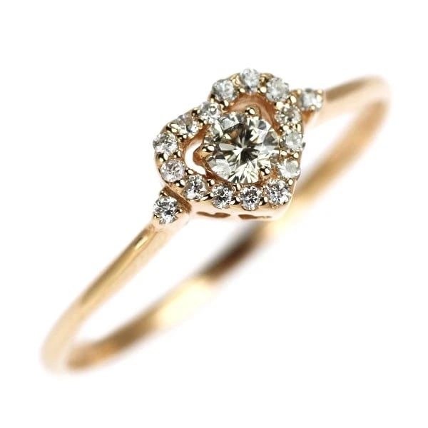 K18PG HEART DIAMOND RING: K18PG heart diamond ring Brand: None Type/Style: rings Material: K18PG Color: PG Size: 6 US Accessories: None Accessories Notice: When purchasing pre-owned goods, please refer to the photos of the