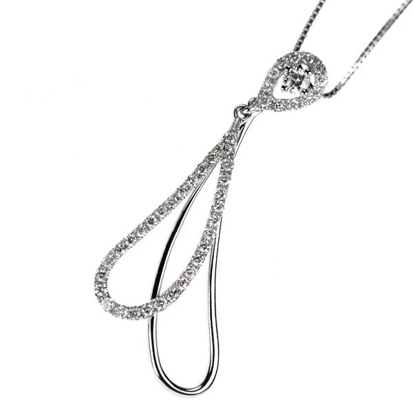 K18WG DIAMOND PENDANT NECKLACE: K18WG DIAMOND PENDANT NECKLACE Brand: None Type/Style: pendant necklace Material: K18WG Color: WG Size: Necklace: Chain Length ?45 Width/Thickness8.7 Accessories: None Accessories Notice: When