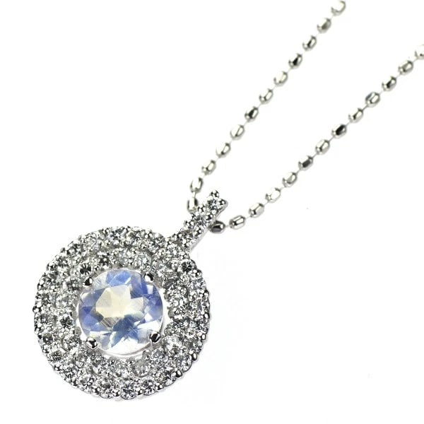 K18WG MOONSTONE DIAMOND PENDANT NECKLACE: K18WG Moonstone Diamond Pendant Necklace Brand: None Type/Style: pendant necklace Material: K18WG Main Stone moonstone Color: WG Size: Necklace: Chain Length ?45.5 Width/Thickness10.5 Accessories: