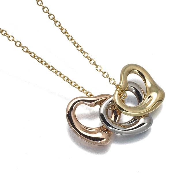 TIFFANY&CO. OPEN HEART 3COLOR NECKLACE 18K YG/WG/RG: Tiffany&Co. Open Heart 3color Necklace 18K YG/WG/RG Brand: Tiffany & Co. Type/Style: Necklace Material: 18K YG/WG/RG Color: YG WG RG Size: Necklace length: 40cm Pendant size: 10.5 x 10.5mm(1 piece)