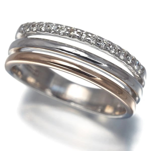 VENDOME DIAMOND BICOLOR RING 18K 750 WHITE ROSE GOLD: VENDOME Diamond Bicolor Ring 18K 750 White Rose Gold Brand: VENDOME Type/Style: Ring Material: 18K 750 White Rose Gold Main Stone Natural Color: WG RG Size: US 5-5.25 Accessories: None Acc