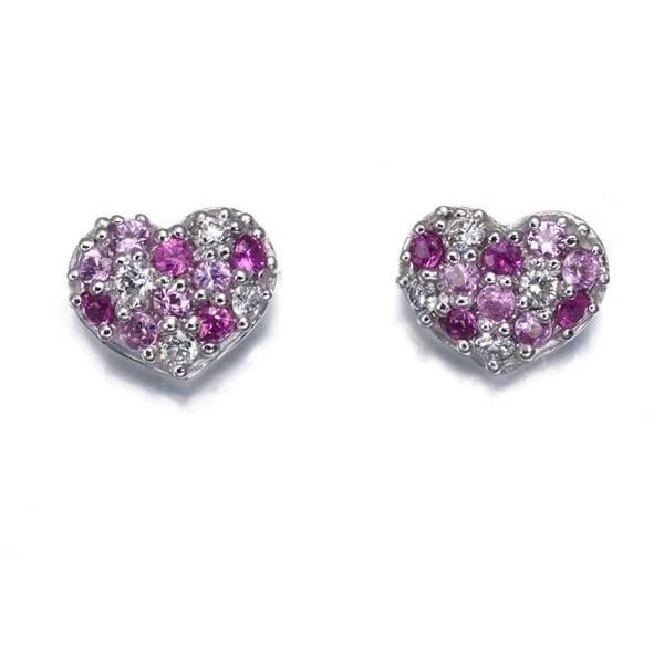 PONTE VECCHIO SAPPHIRE DIAMOND HEART PAVED EARRINGS: Ponte Vecchio Sapphire Diamond Heart Paved Earrings Brand: Ponte Vecchio Type/Style: Earring Material: 18K WG Main Stone Natural Color: White Gold Size: Design size: 6.0 x 7.4mm Accessories: None