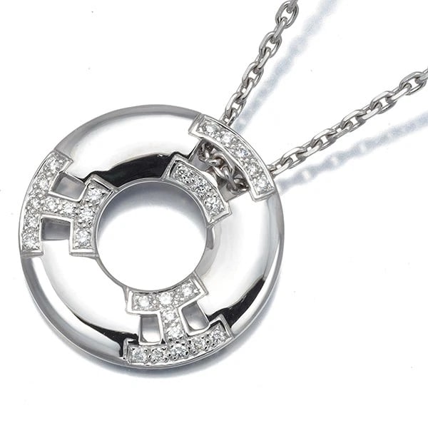 HERMES DIAMOND HERAKLES NECKLACE 18K 750 WHITE GOLD: HERMES Diamond Herakles Necklace 18K 750 White Gold Brand: HERMES Type/Style: Necklace Material: 18K 750 White Gold Main Stone Natural Color: White Gold Size: Necklace length: 40cmPendant size: Diamet