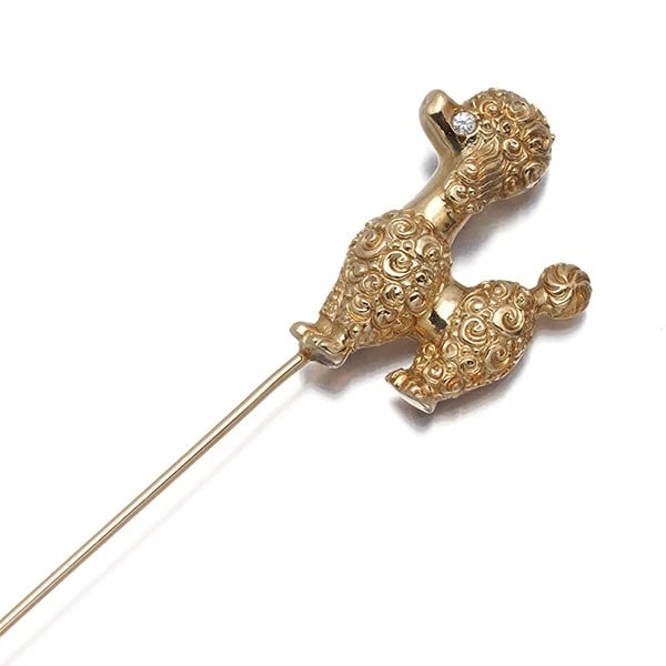 MIKIMOTO DIAMOND DOG LAPEL PIN BROOCH 14K 585 YELLOW GOLD (1 of 2)