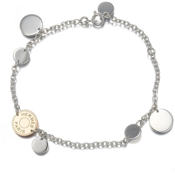 HERMES CONFETTIS LG ENGRAVED BRACELET SILVER 925/18K RG (1 of 2)