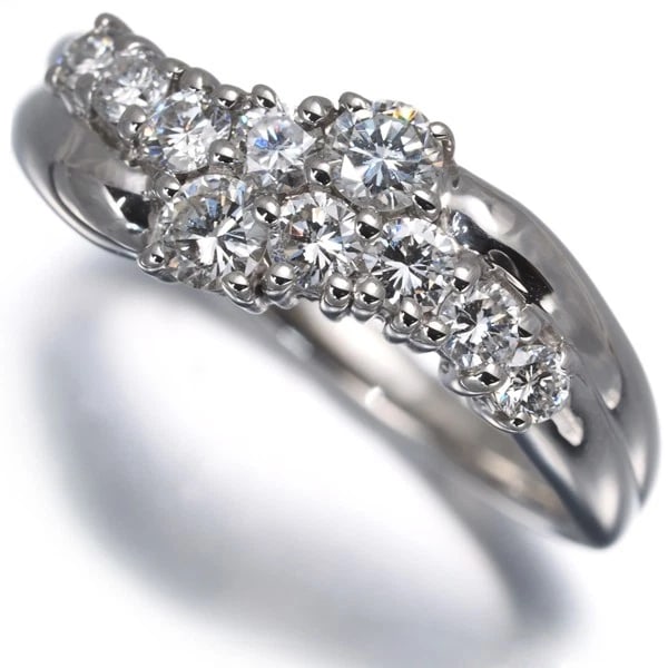 DIAMOND WAVE RING 900 PLATINUM: Diamond Wave Ring 900 Platinum Brand: Unbranded Type/Style: Ring Material: 900 Platinum Main Stone Natural Color: Platinum Size: US 6.5-6.75 Accessories: None Accessories Notice: When purc