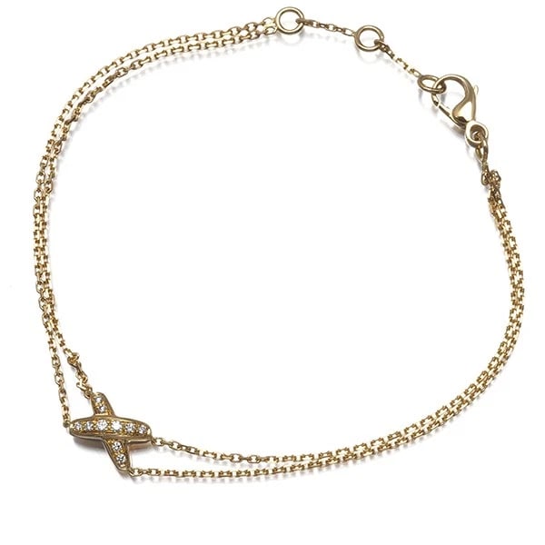 CHAUMET DIAMOND JEUX DE LIENS BRACELET: CHAUMET Diamond Jeux de Liens Bracelet Brand: CHAUMET Type/Style: Bracelet Material: 18K 750 Yellow Gold Main Stone Natural Color: Yellow Gold Size: Inner circumference: 15 / 16 / 17cmDesign width: 6.