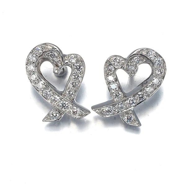 TIFFANY&CO. DIAMOND LOVING HEART EARRINGS 950 PLATINUM: Tiffany&Co. Diamond Loving Heart Earrings 950 Platinum Brand: Tiffany & Co. Type/Style: Earring Material: 18K 750 White Gold Main Stone Natural Color: White Gold Size: Design size: 11.4 x 8.8mm Ac