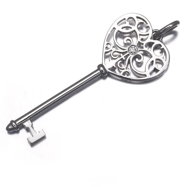 TIFFANY&CO. DIAMOND ENCHANT HEART KEY CHARM PENDANT 18K WG: Tiffany&Co. Diamond Enchant Heart Key Charm Pendant 18K WG Brand: Tiffany & Co. Type/Style: Pendant Material: 18K WG Main Stone Natural Color: White Gold Size: Design size: 40.0 x 16.2mmTotal length o