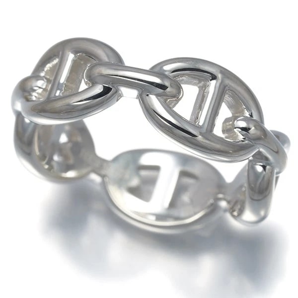 HERMES CHAINE D'ANCRE ENCHAINE PM RING 925 STERLING SILVER: HERMES Chaine d'Ancre Enchaine PM Ring 925 Sterling Silver Brand: HERMES Type/Style: Ring Material: 925 Sterling Silver Color: Silver Size: US 7 Accessories: None Accessories Notice: When