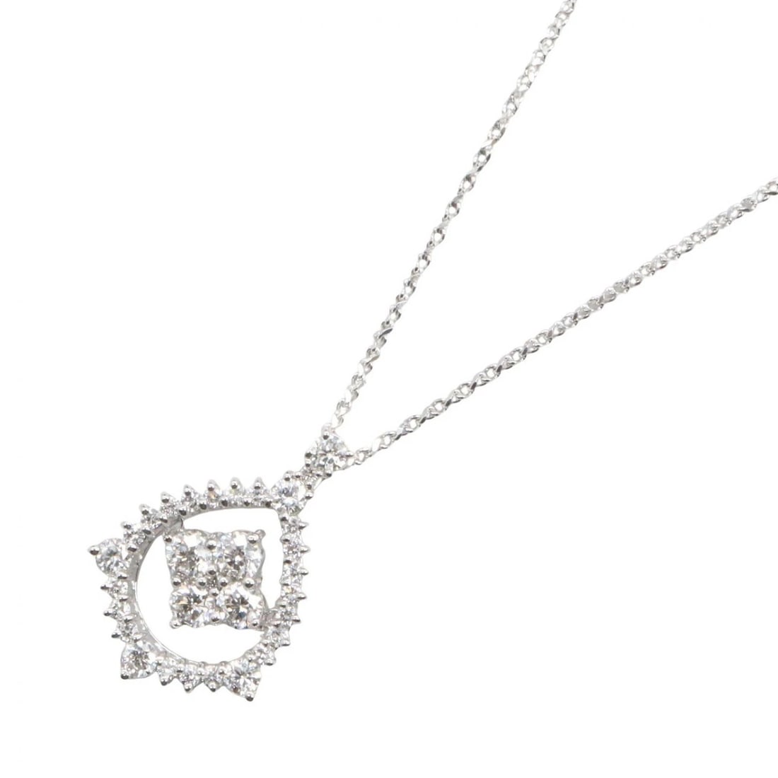 JEWELRY DIAMOND NECKLACE PENDANT: JEWELRY Diamond Necklace Pendant Brand: JEWELRY Type/Style: Necklace Material: K18WG?White Gold? Main Stone Natural Color: Silver Size: Neck rotation?45.5cm(17.9") Motif W?15mm x H?21mm(0.6" x 0.8")