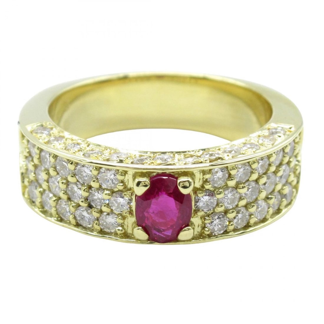 JEWELRY RUBY DIAMOND RING 18KYG - 2