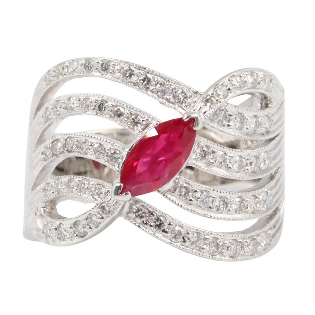 JEWELRY RUBY DIAMOND RING 18KWG - 2