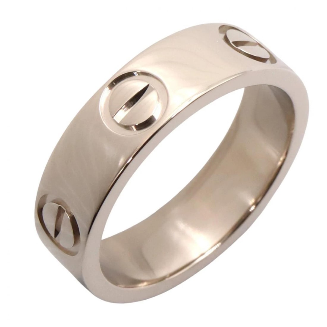 CARTIER LOVE RING 18KWG: CARTIER Love Ring 18KWG Brand: CARTIER Type/Style: Ring Material: K18WG?White Gold? Color: Silver Size: 4.5 US Accessories: None Accessories Notice: When purchasing pre-owned goods, please