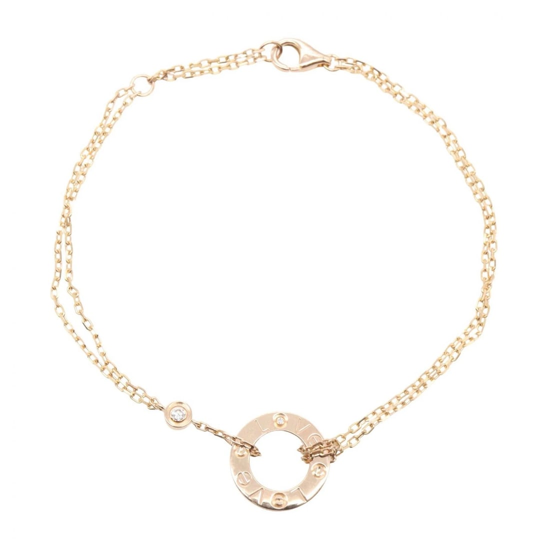 CARTIER LOVE CIRCLE 2P DIAMOND BRACELET: CARTIER Love Circle 2P Diamond Bracelet Brand: CARTIER Type/Style: Bracelet Material: K18PG?Rose Gold? Color: Gold Size: Band Length?18cm(7.1") Motif W?13mm x H?13mm(0.5" x 0.5") Accessories: None