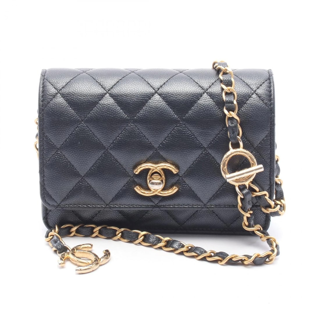 CHANEL MATELASSE MINI CHAIN WALLET METALLIC SHOULDER BAG: CHANEL Matelasse Mini Chain Wallet Metallic Shoulder Bag Brand: CHANEL Type/Style: Shoulder Bag Material: Exterior Material Calfskin (cowhide) Color: Exterior Color Black?ish colors Size: H:11cm x W:1