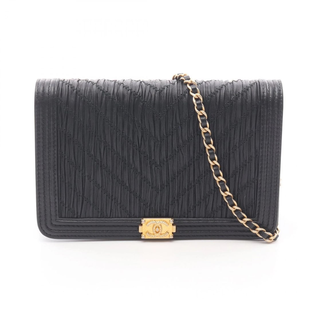 CHANEL BOY CHANEL CHAIN CROSSBODY SHOULDER BAG LEATHER: CHANEL Boy chanel Chain Crossbody Shoulder Bag leather Brand: CHANEL Type/Style: Shoulder Bag Material: Exterior Material Lambskin (sheep leather) Color: Exterior Color Black?ish colors Size: H:12.5cm