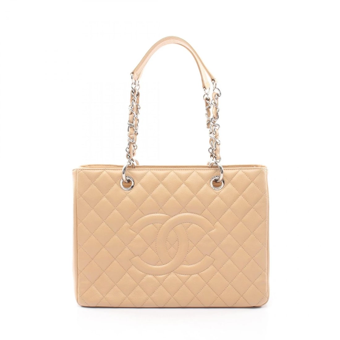 CHANEL MATELASSE GRAND SHOPPING CHAIN SHOULDER TOTE BAG: CHANEL Matelasse Grand Shopping Chain Shoulder Tote Bag Brand: CHANEL Type/Style: Tote Bag Material: Exterior Material Grained Calfskin leather Color: Exterior Color Beige?ish colors Size: H:24.5cm x 