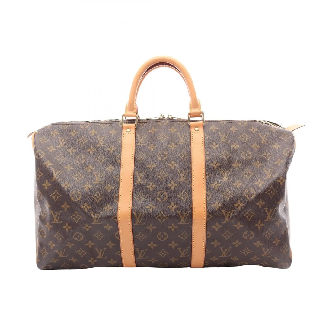 LOUIS VUITTON KEEPALL 50 TRAVEL HAND BAG: LOUIS VUITTON Keepall 50 travel hand bag Brand: LOUIS VUITTON Type/Style: Boston bag Material: Exterior Material Monogram and PVC coated canvas and leather Color: Exterior Color Brown?ish colors Size: