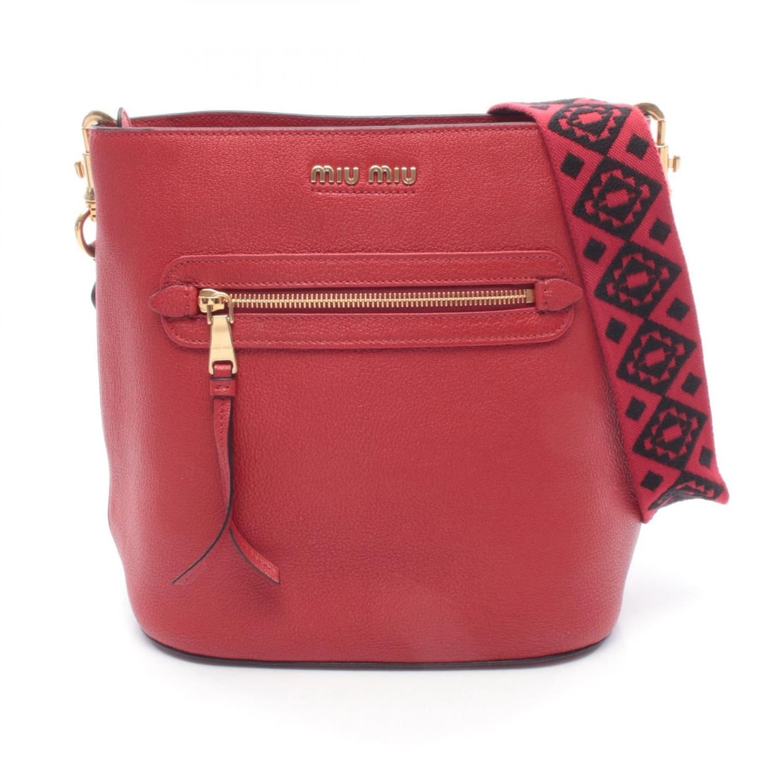 MIU MIU MADRAS MADRAS SHOULDER BAG LEATHER RED: Miu Miu MADRAS Madras Shoulder Bag leather Red Brand: Miu Miu Type/Style: Shoulder Bag Material: Exterior Material leather Color: Exterior Color Red?ish colors Size: H:26cm x W:25cm x D:14cm (H:10.2" 