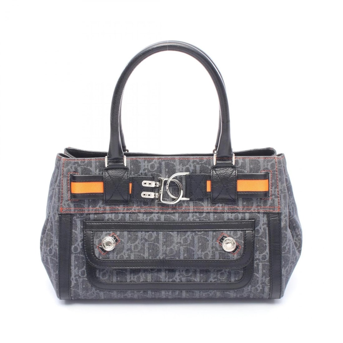 CHRISTIAN DIOR FLIGHTLINE TROTTER HANDBAG DENIM LEATHER: Christian Dior Flightline Trotter Handbag denim leather Brand: Dior Type/Style: Handbag Material: Exterior Material denim and leather Color: Exterior Color Navy?ish colors and Black?ish colors and Ora